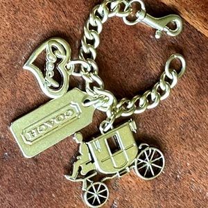 Coach Carriage Brass Gold Tone Bag Charm Keychain New Without Tags
